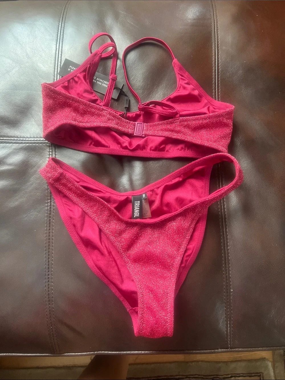 triangl swimwear Shimmery Hot Pink Bikini Set